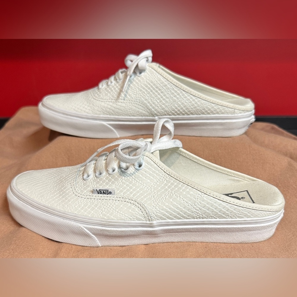 Vans White Leather Authentic Mule Python Blanc Wo… - image 2